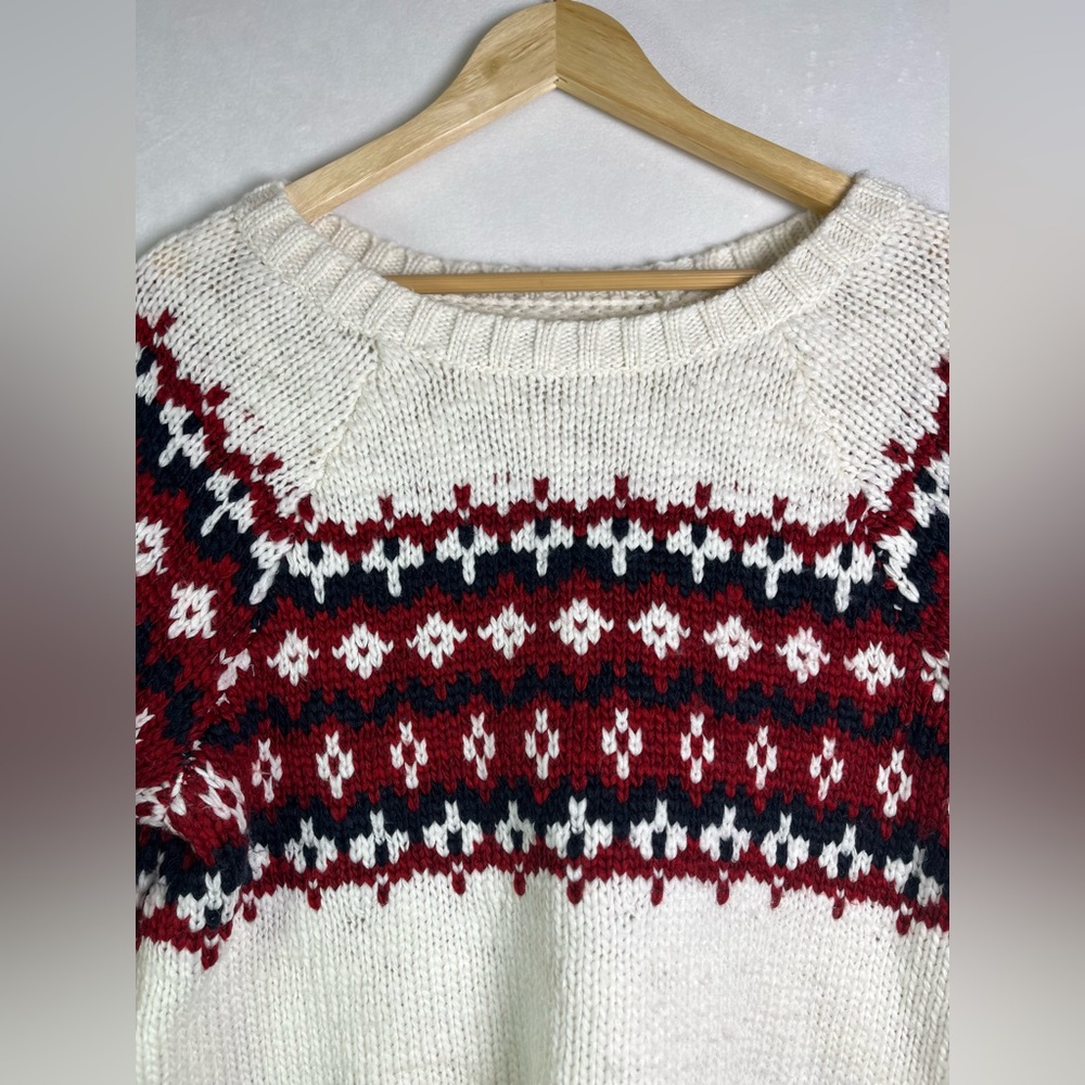 American Eagle Outfitters Women’s Large Fair Isle Chunky Knit Wool Blend Sweater - Picture 3 of 9